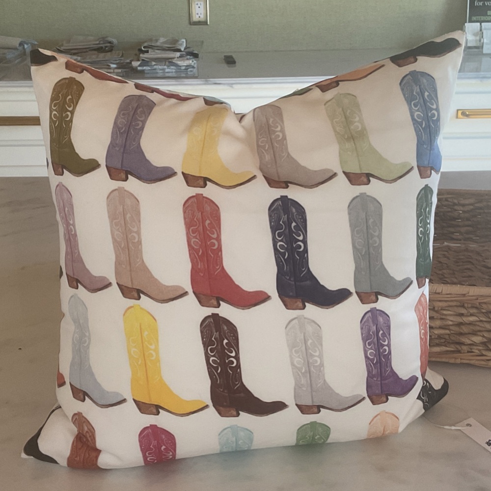 Colorful Cowboy Boot Pattern Pillow